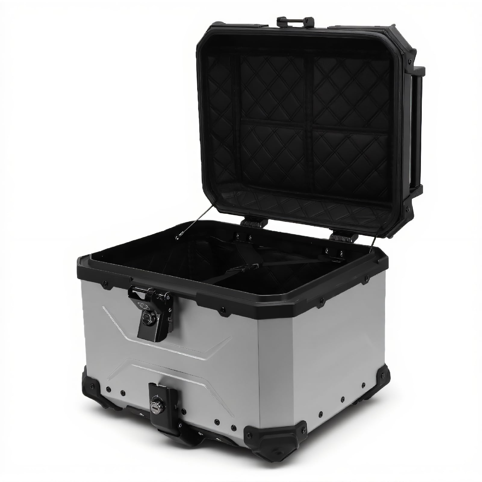 Baúl de Motocicleta Negro Caja Trasera de Motocicleta ABS 45L con de Aleación de Aluminio Forro de PU Soporte Universal de Bloqueo Doble para Conductores de Viajes Diarios para