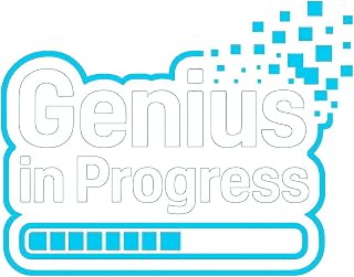 Genius in Progress Pixel Theme Sticker Digital Nerdy Decal Vinyl for Laptop Car Window Bumper Waterproof Truck AUTO Bottle tech Theme