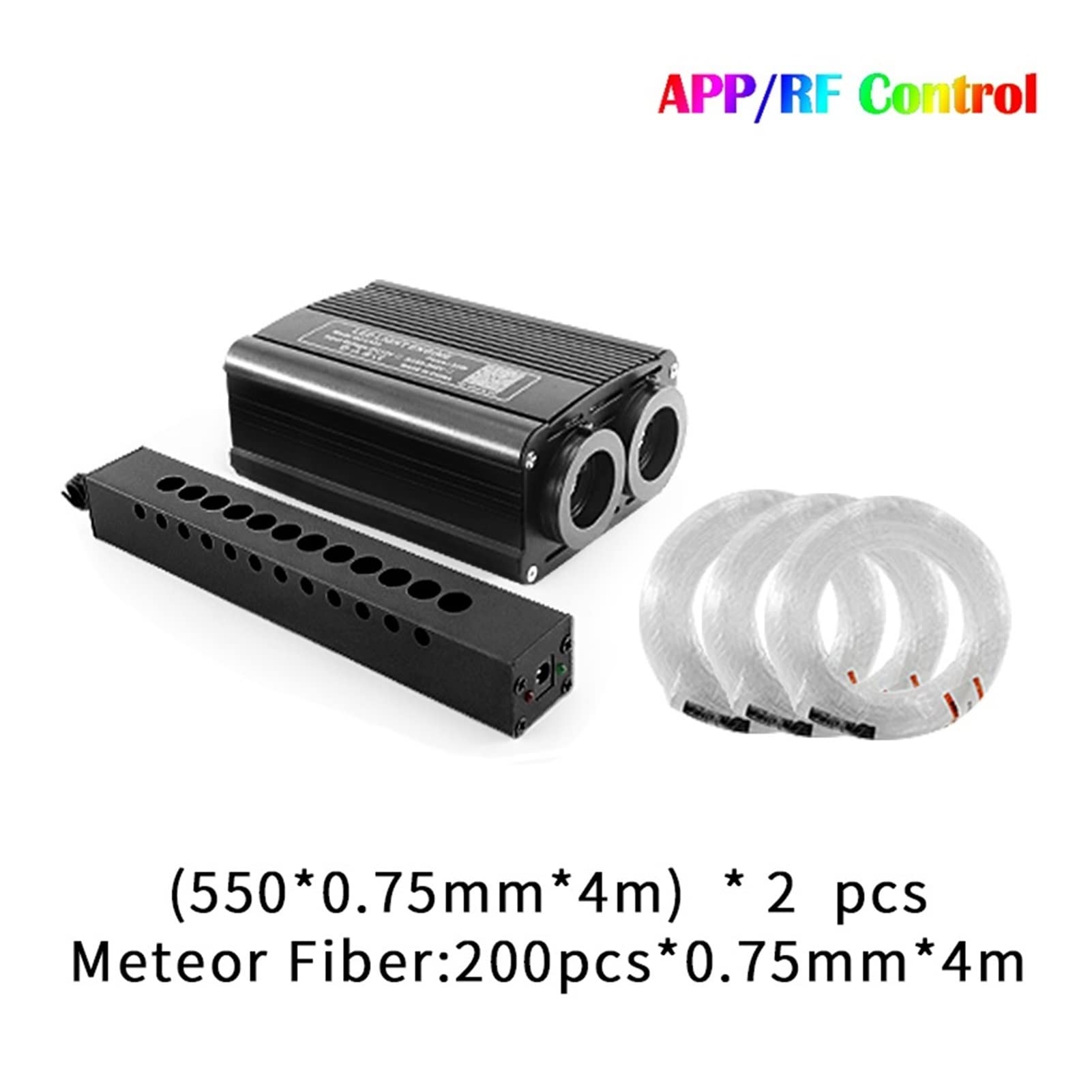32W Meteor LED Car Starry Sky Light Dachu Gwiazdy Night Lights Auto Wewnątrz Sufit Lampy światłowodowe Lekkie Akcesoria samochodowe Wysoka Wydajność(300 0.75 4m 2pcs)