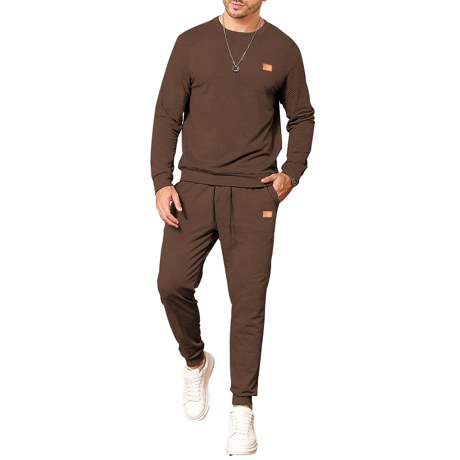 Set di tuta da uomo, 2 pezzi, felpa e jogging, abbigliamento sportivo casual blu da uomo, abbigliamento da casa in morbido cotone, tuta leggera e confortevole per allenamento in palestra o relax