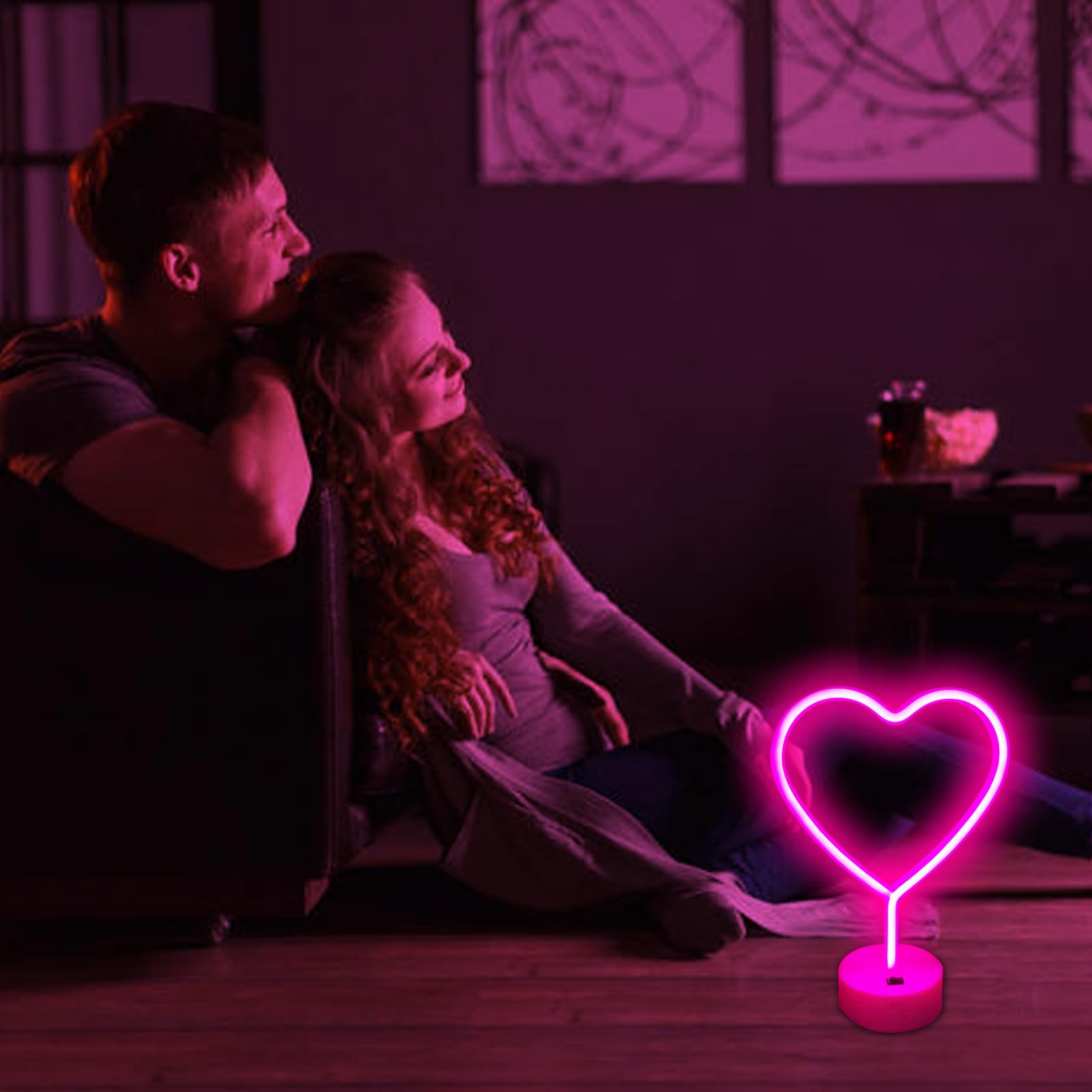 Pink LOVE Vertical LED Desk Lamp With Beautiful Decoration Bedroom Neon Light Switch Control Giving To Loved Ones Friends Children ,Living Room Atmosphere Light - Image 4