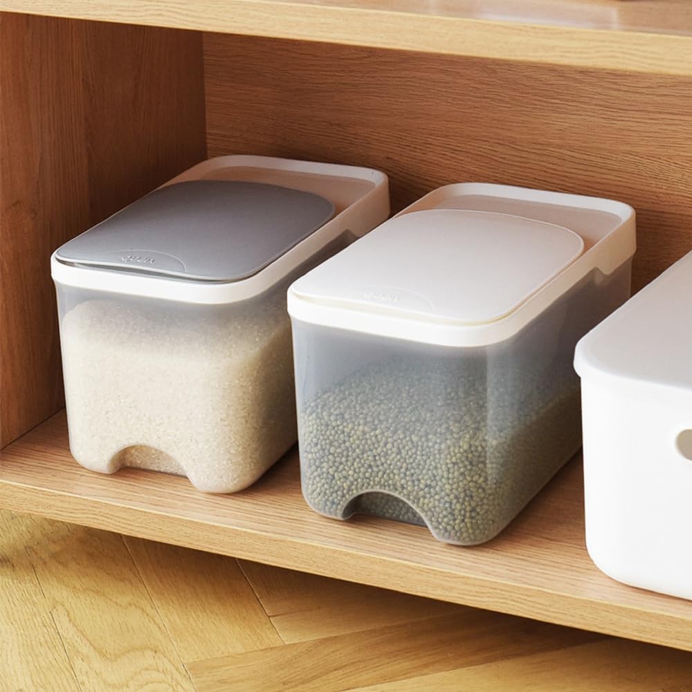 Dispensador de Granos, contenedor de Alimentos de Cocina de 5 kg, contenedor de Almacenamiento de Alimentos con Cuchara de arroz Lavada, contenedor de Alimentos para Mascotas,B