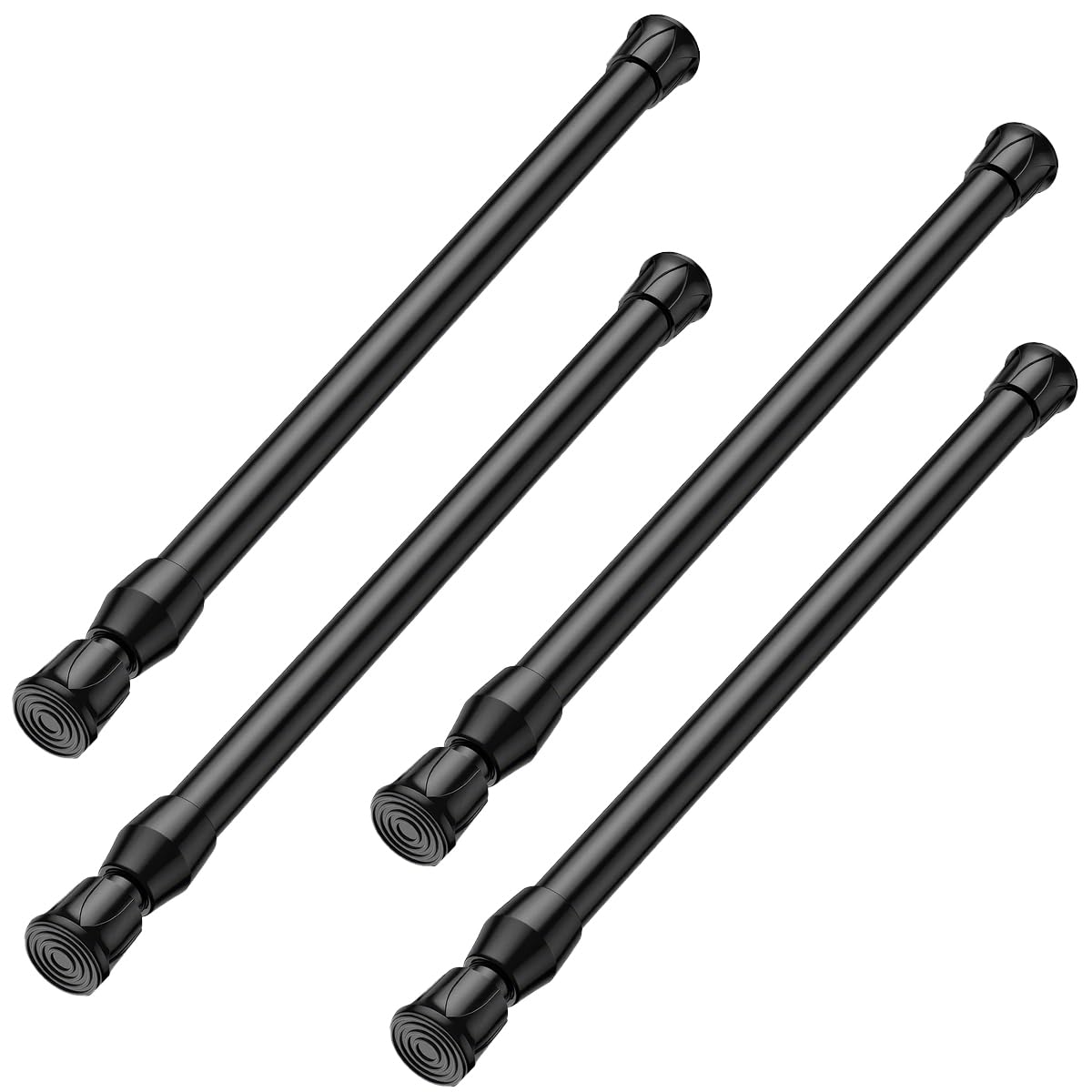 4 Pezzi Bastone Tenda a Pressione,30-50cm Bastoni per Tende a Pressione,Bastone per Tenda Estensibile,Aste per Tende Senza Forare,Tende,Antiruggine,Regolabile,per Armadi,Finestre,Libreria (Nero)