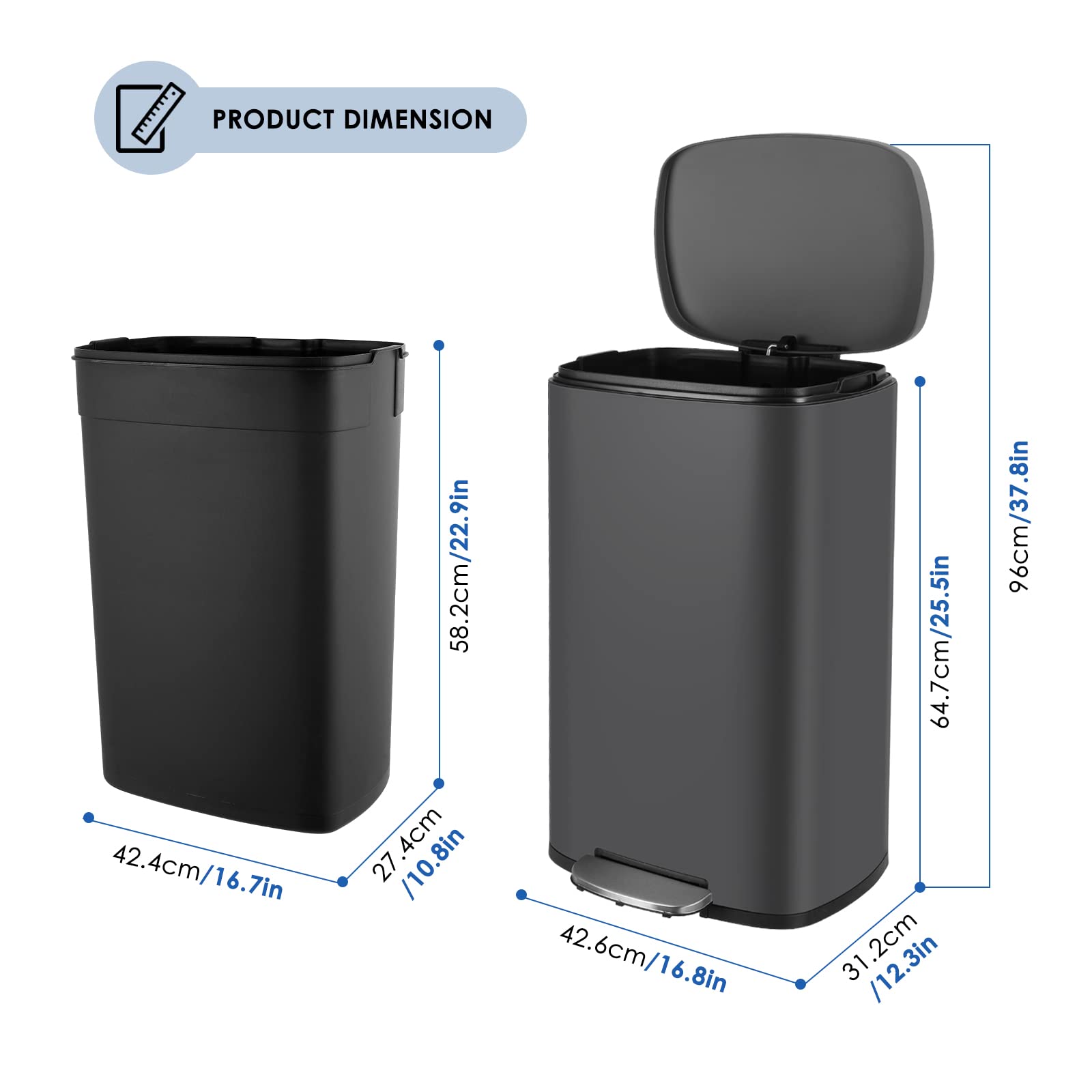 Amazon｜finetones ゴミ箱 ステンレススチール製ゴミ箱 サイレント蓋