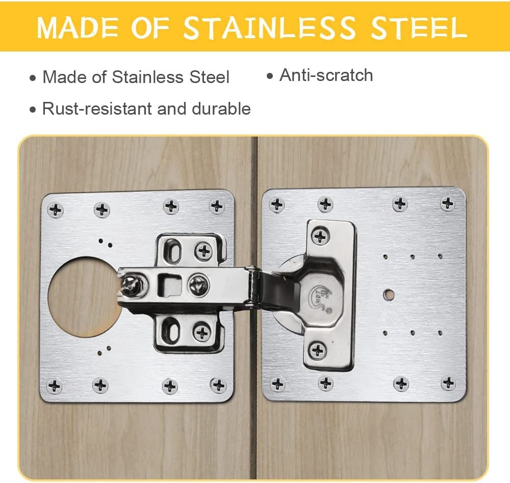 Flintronic 2PCS Hinge Repair Plate, Stainless Steel Hinges Repair Brackets — Amazon image 5
