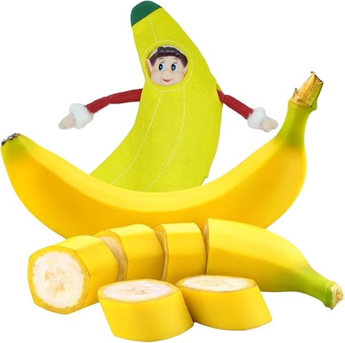 Miniatura 5 de Accesorios de muñeca de elfo de Navidad, trajes de aguacate y plátano para vacaciones para niño o niña, muñeca no incluida (plátano)