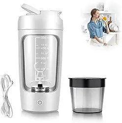 Garrafa elétrica de shaker de proteína, sem BPA, garrafas de liquidificador, misturador portátil de vórtice recarregável de 650 ml, copo de agitação automática, caneca de mistura para café (Branco)