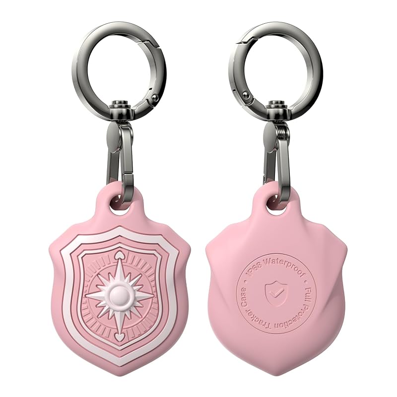 Capa para Apple AirTag com chaveiro giratório em silicone rosa-claro Light Pink-C
