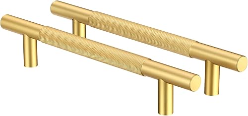 Miniatura 3 de AITITAN Paquete de 10 manijas doradas para gabinete, tiradores de gabinete moleteados de 7 pulgadas (5 pulgadas) y manijas doradas para tocador,