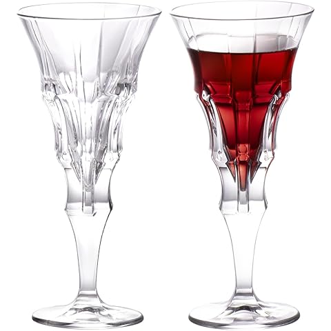 KAMMAK Wine Glasses Set of 2, 7.2 oz Hand Blown Crystal Bordeaux Wine Glasses, Thin Rim & Long Stem, Perfect for Red & White, Daily Use, Wedding Anniversary or Birthday Gift with Gift Box, Layered