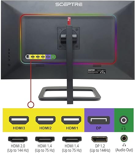 Vista 19 de Sceptre IPS 27 pulgadas 2K 2560 x 1440p QHD 75Hz DisplayPort HDMI 99% sRGB altavoces integrados máquina negro (E275W-QPT)