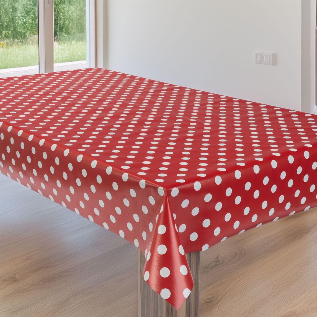 laro Wachstuchtischdecke Punkte Mix Eckig PVC - Abwischbare Tischdecke als Meterware, Wasserabweisende Tischdecke für Küche, Balkon & Garten