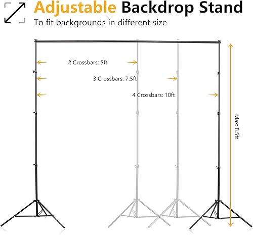 Miniatura 5 de Soporte de fondo, soporte de fondo ajustable para fotos con bolsa de transporte para fotografía, estudio de video, estudio de fotografía, fiesta de