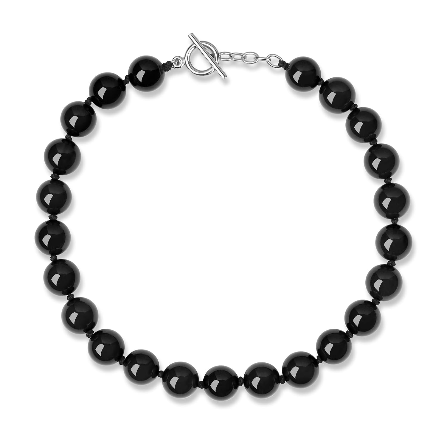 GAVU 14mm Chunky Beaded Necklace for Women, Black Onyx Red Carnelian Beaded Necklace for Women 16.5"/20"