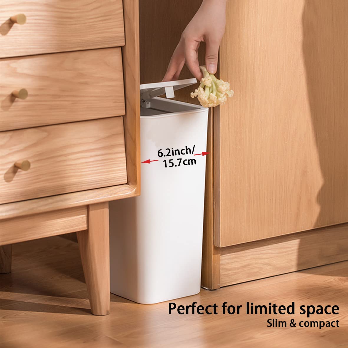 NetDot N Pattumiera Piccola Con Coperchio Pop-Up – Set 3 Da 10L, Per Bagno, Cucina, Ufficio, Colori: Nero, Grigio, Bianco Sporco