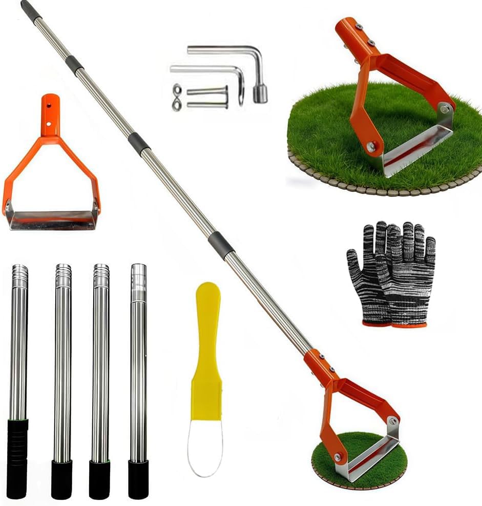RURIZHONGTIAN Pendelhacke mit Stiel 161cm Steigbügelhacke Unkraut Entferner Gerät Gartenhacke Mit Edelstahl Stiel Vielseitige Unkrauthacke Hand für Unkrautjäten Lösen von Erde