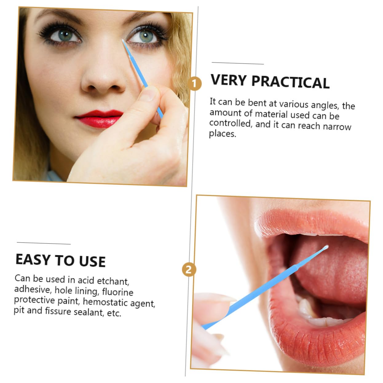 Ipetboom 4 Packs Disposable Oral Applicator Brushes Large Blue Swabs for Precise Beauty Salon Use Bendable Tips for Makeup Tattooing Adhesive Application Acid Etching and Cosmetic Touch Ups