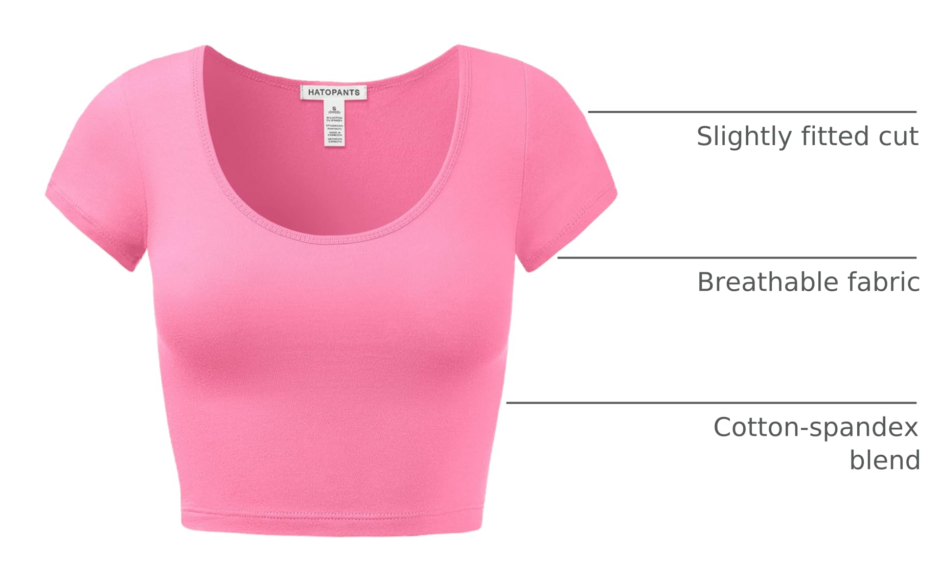 Women's Cotton Crop Tops Short Sleeve Scoop Neck Stretchy Casual Shirt