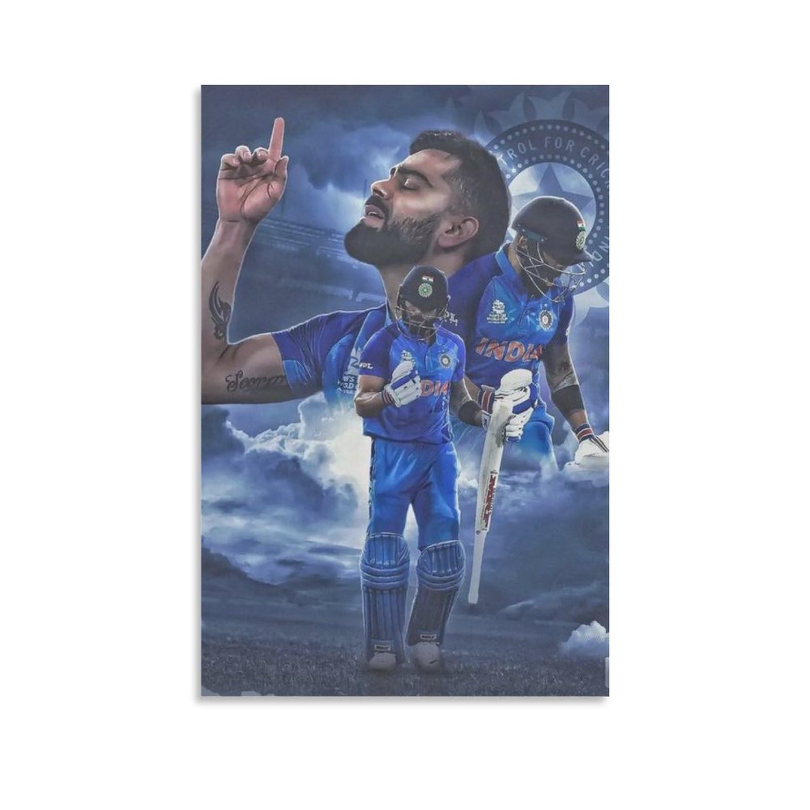 MAXIAN Virat Kohli Cricket Player Poster (35) Posters Art Print Wall Photo Paint Poster Hanging Picture Family Bedroom Decor Gift 16x24inch(40x60cm)