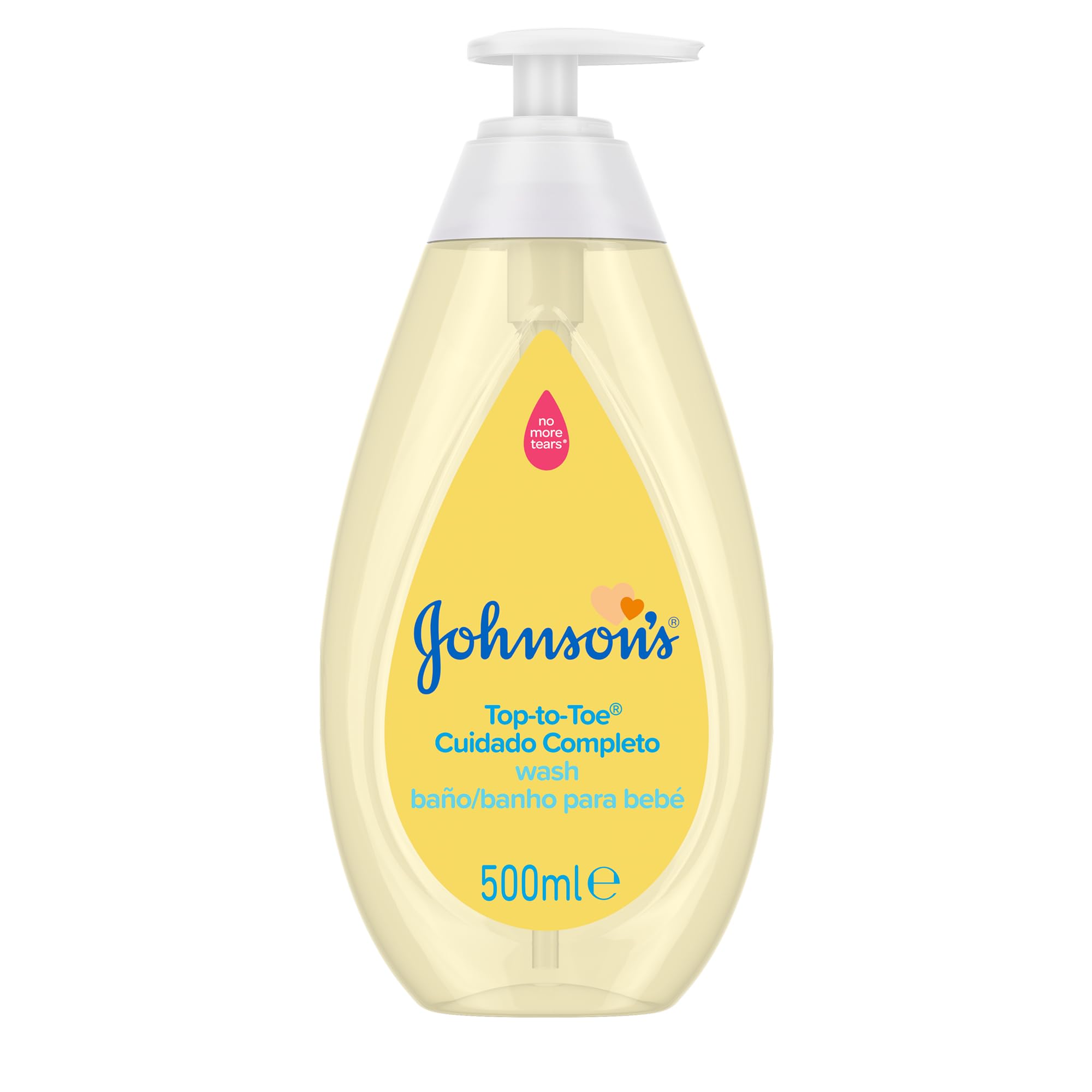 Johnson's Baby Top to Toe Wash (1 x 500 ml), gel de baño para bebé con cuidado completo, gel de ducha infantil con fórmula No llores más, jabón calmante para bebés recién nacidos