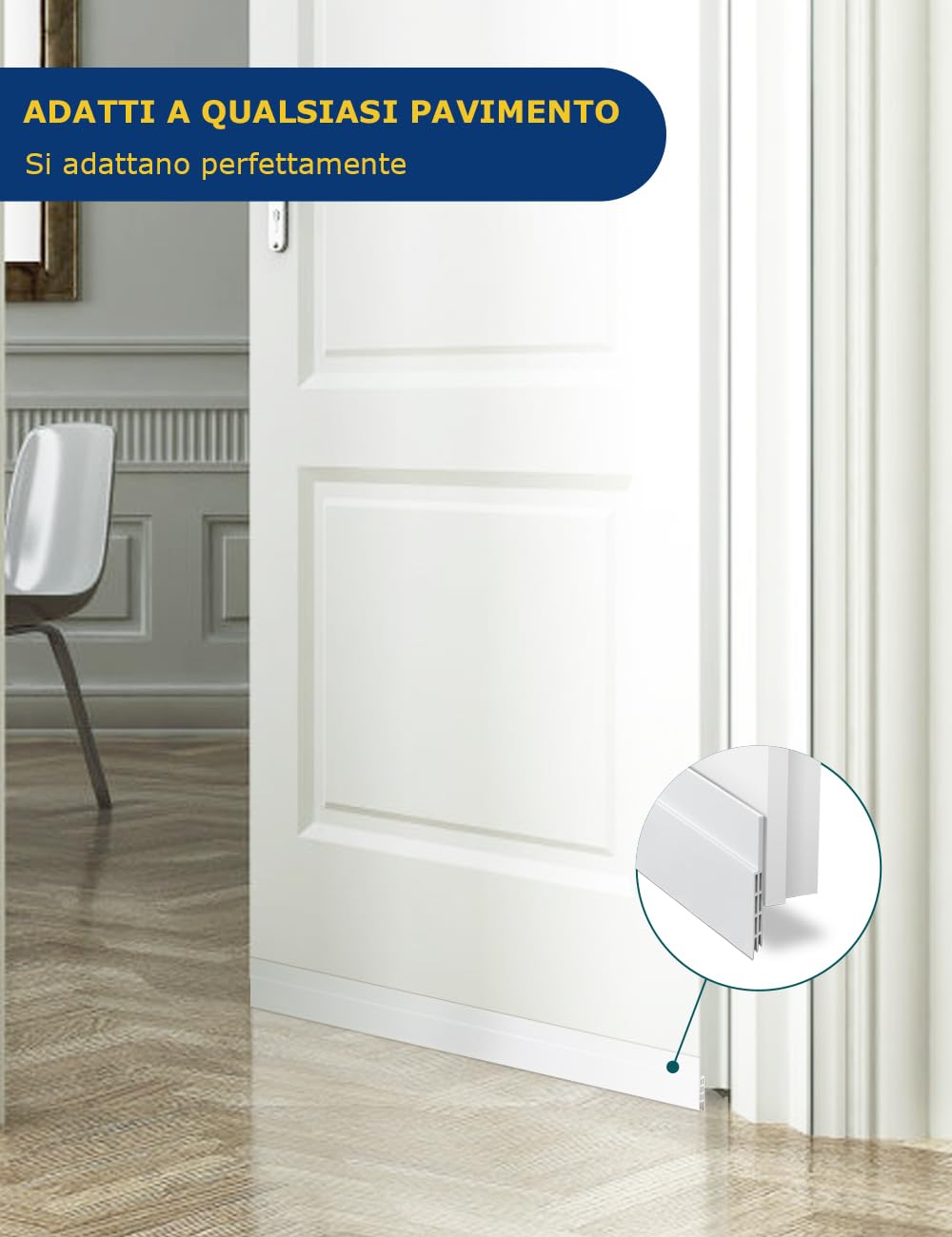 Paraspifferi Autoadesivo Per Porte - Con Feltro, 100cm, Isolante Da Freddo E Rumori - Foto 6