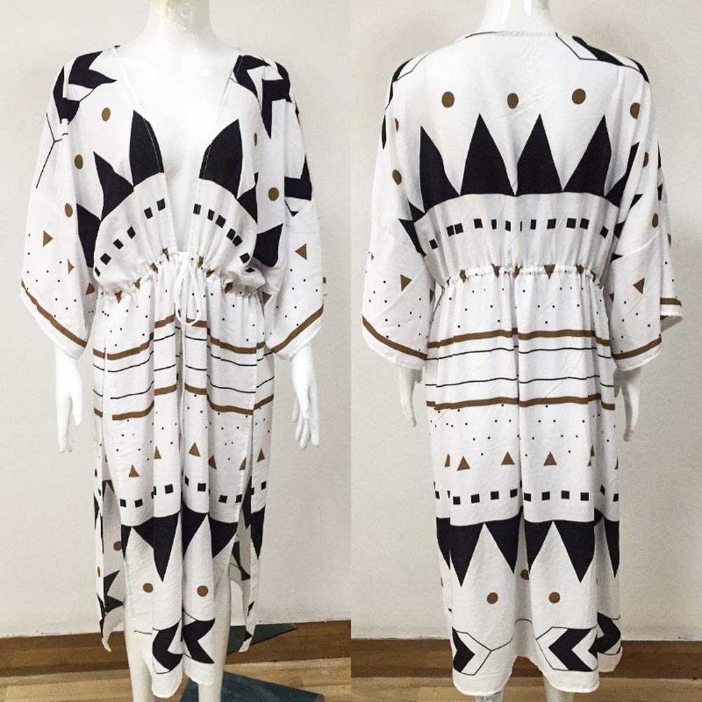 Costumi da Bagno Lunghi Costumi da Bagno da Donna Cardigan da Spiaggia Copricostume da Spiaggia in Cotone Kimono Estivo Stampato Maxi Vestito per Vacanze in Piscina
