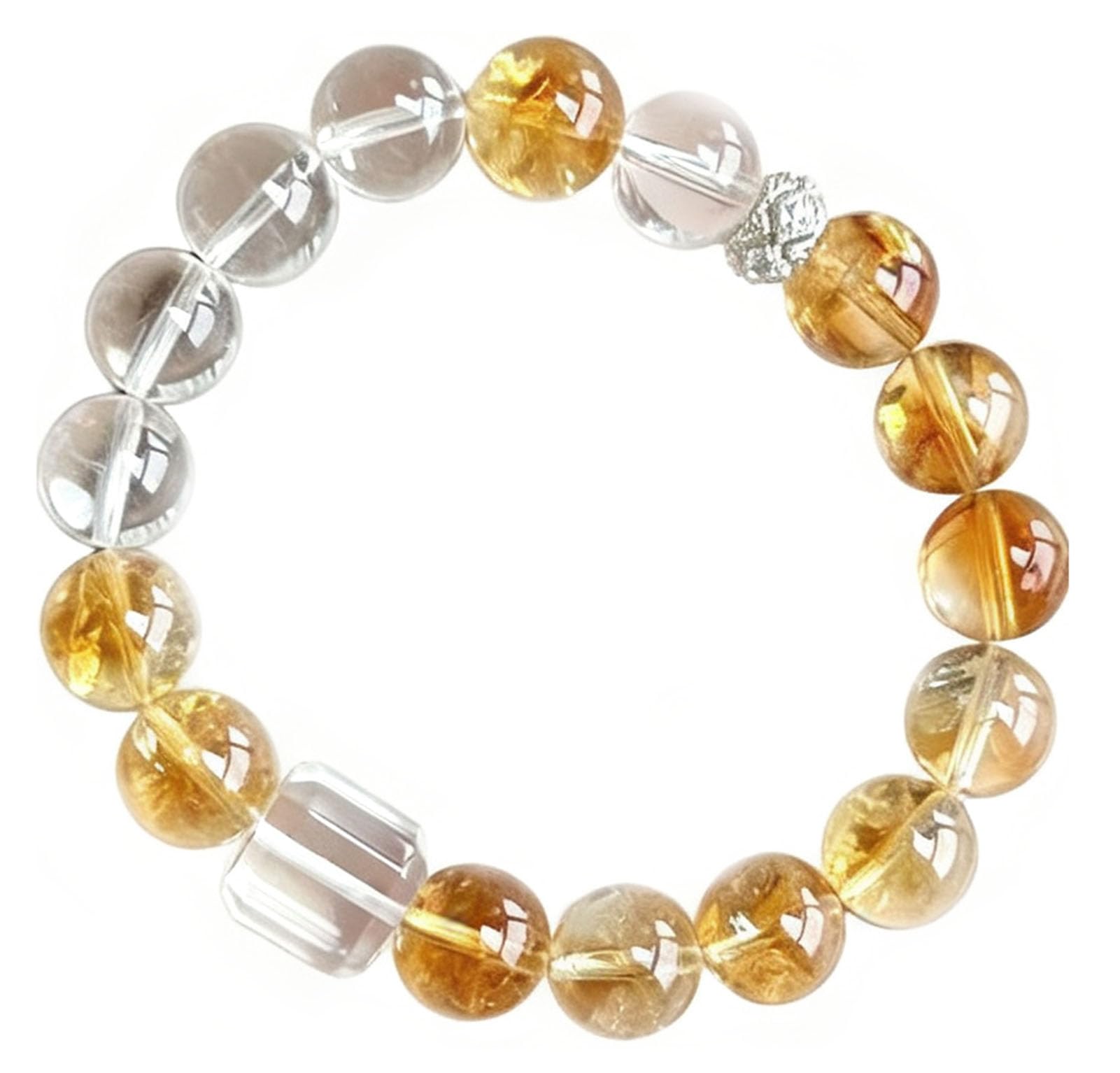Bracciale elasticizzato con perline di cristallo naturale e pietre preziose | Citrino naturale che attrae il braccialetto di abbondanza di ricchezza, feng shui Energia curativa di successo