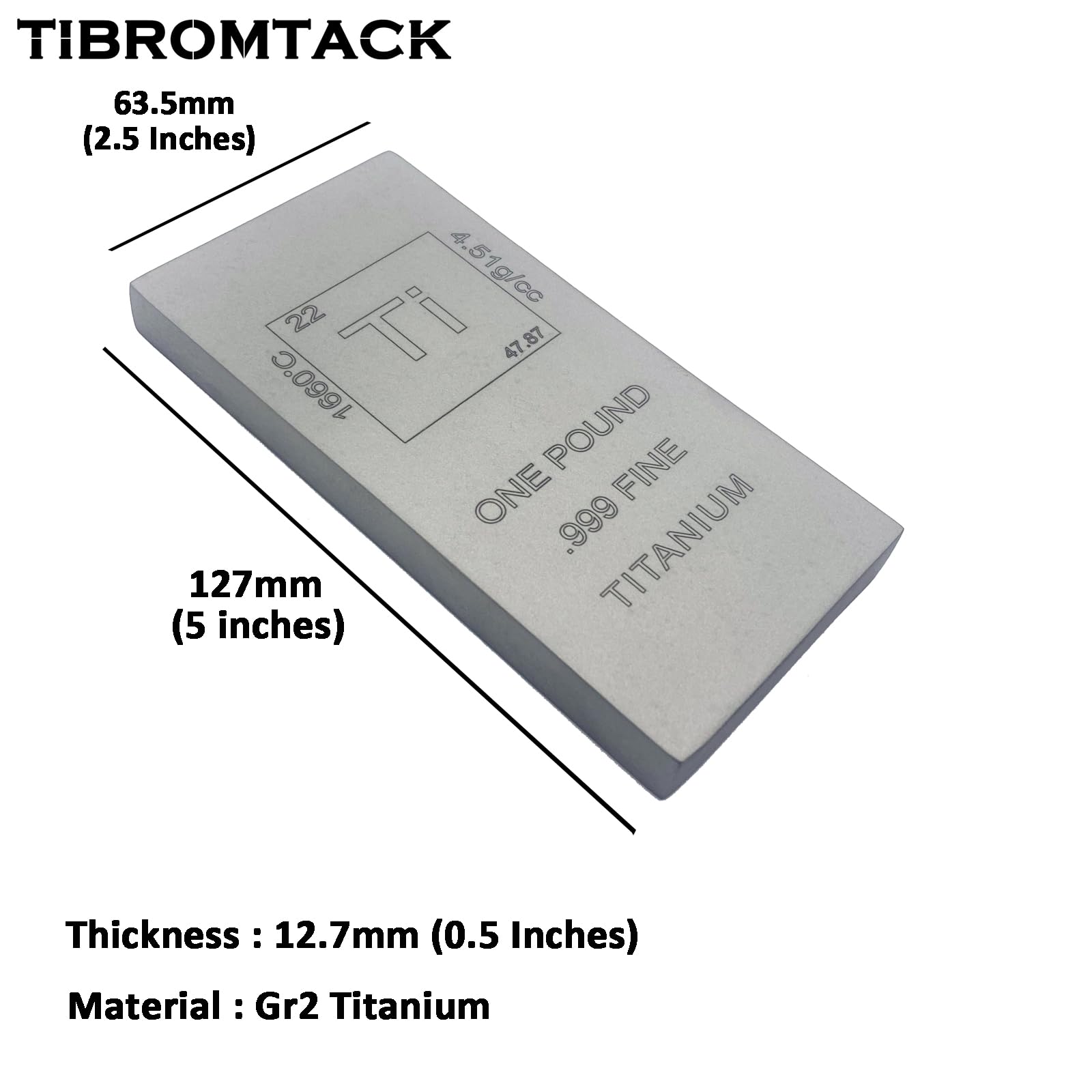 Fermacarte a barra in titanio da 0,5 kg con design a tavola periodica, barra piatta in metallo con incisione laser, regalo per collezionisti commemorativi e decorazioni di nicchia, 12,7 x