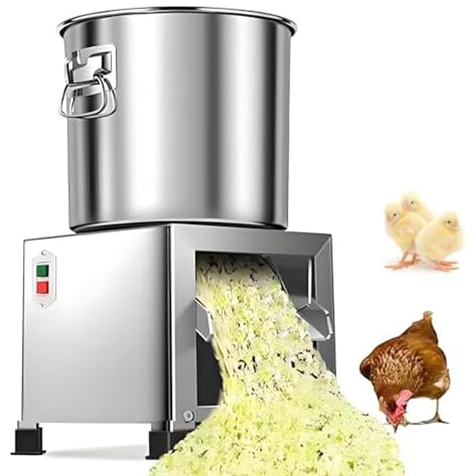 Cortadora De Verduras Comercial De 1800 W, De Acero Inoxidable De Alta Resistencia, 120 Kg/H, 3500 RPM, con 4 Cuchillas, para La PreparacióN De Alimento para Aves Y Animales. 1800w