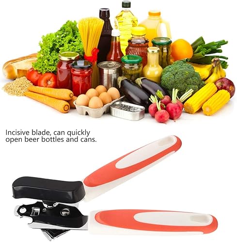 Miniatura 3 de Fdit Abrelatas multifunción naranja y negro, de acero inoxidable, manual de seguridad, abrelatas de lata, de mano, prácticos, utensilios de cocina