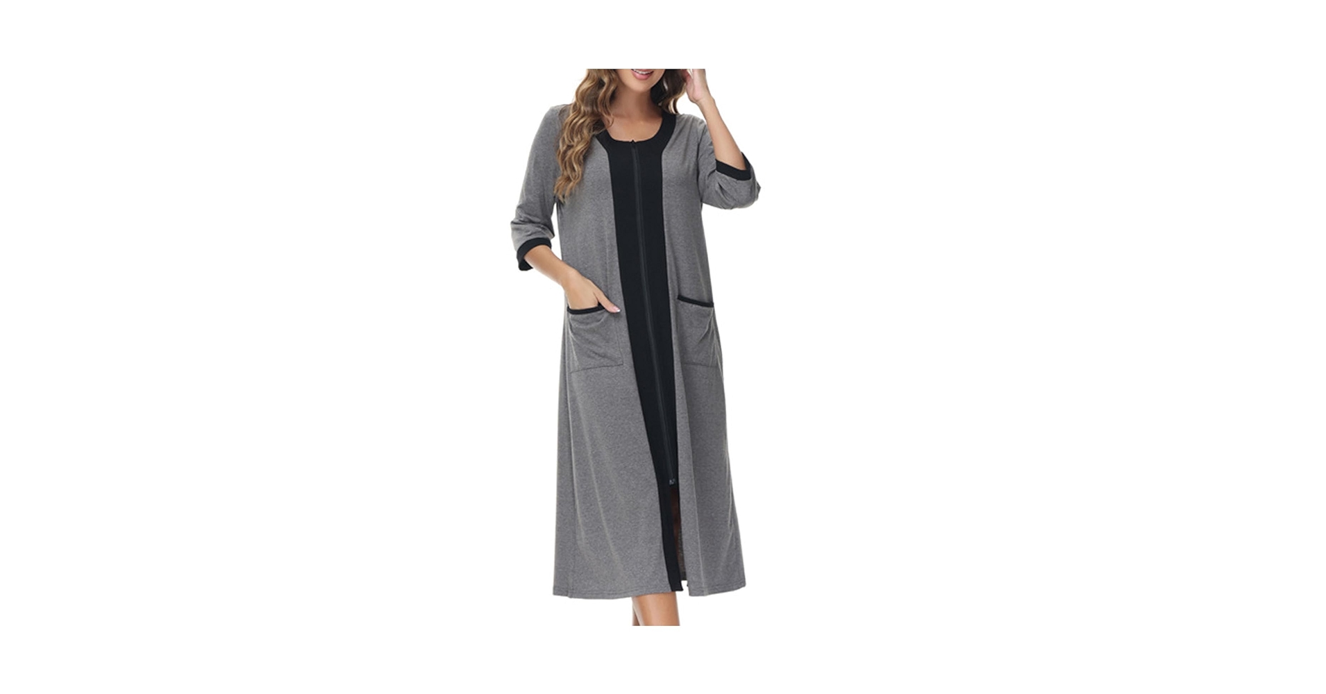 FZYLQY Women's Zip Up Cotton Housecoat Zipper Front Robe