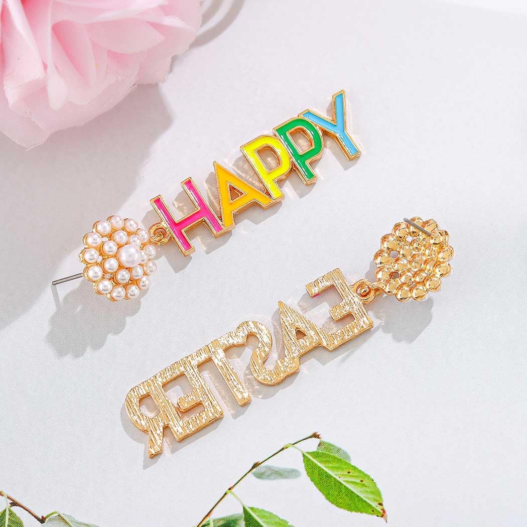 Easter Earrings Colorful Rabbit Bunny Egg Earrings Dangle Funny Dripping Oil Festival Earrings for Women - Image 5