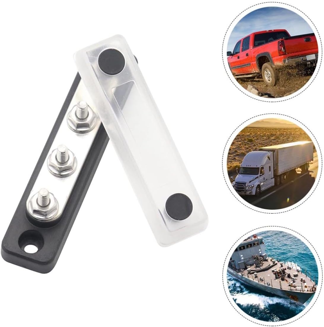 4-Position 3/16” Bus Bar Terminal Block with Cover, 48v 100a High Current Distribution Block for Rv, Boat, Car Electrical Wiring Harness
