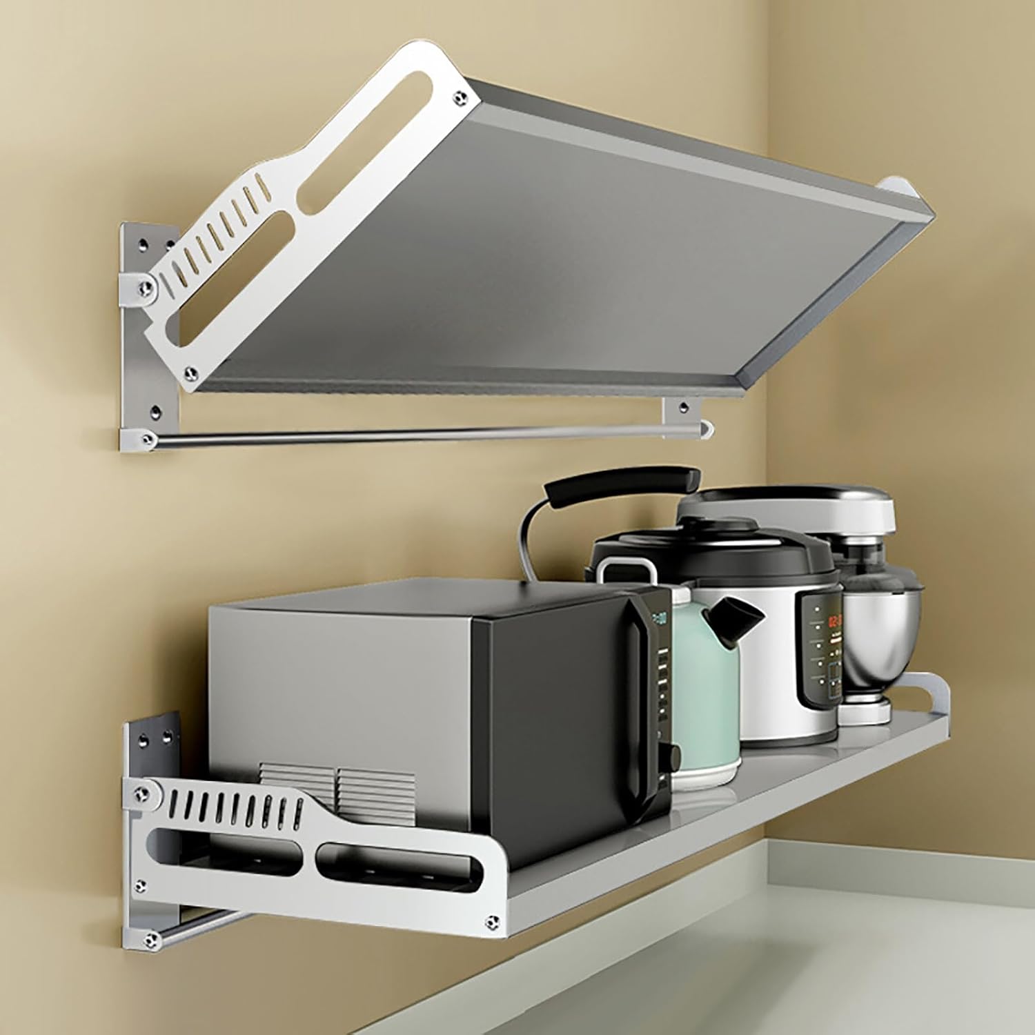 304 Stainless Steel Wall Desk Workbench - Wall Mounted Folding Table, Easy to Install & Clean, Ideal for Food Truck, Kitchen, Restaurant, Garage, Laundry, Utility Room