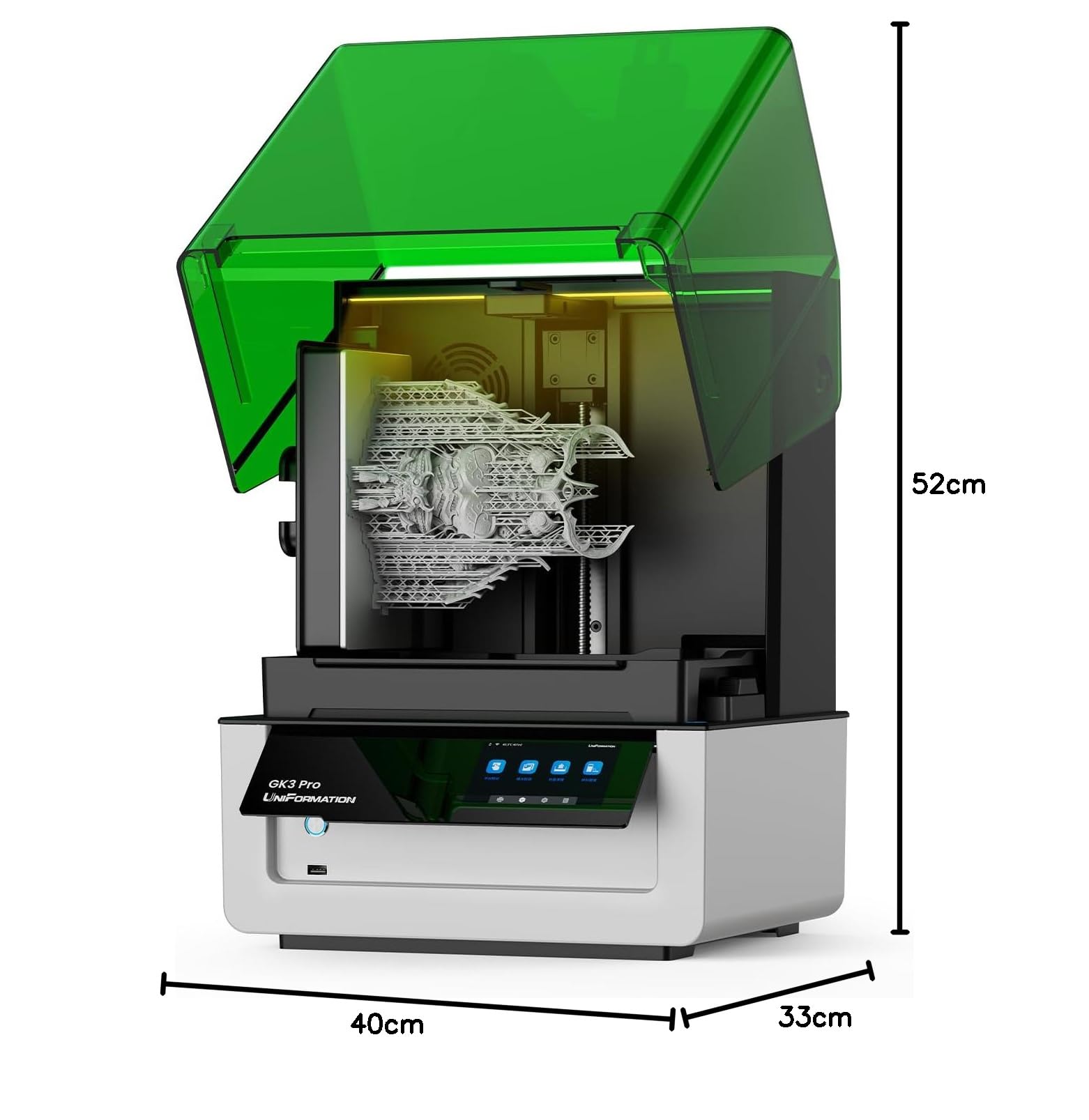 UniFormation GK3 Pro Harz 3D-Drucker 16K mit hoher Durchlässigkeit und 385 COB-Lichtquelle Smart Auto-Detected Heating System & Auto Feeding System 211 x 118 x H240mm Build Volume