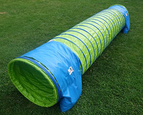 Callieway® Dog Agility Tunnel Profi Hunde Tunnel Agility Gerät (Stützsandsäcke bereits inklusive) (3m, limettengrün)
