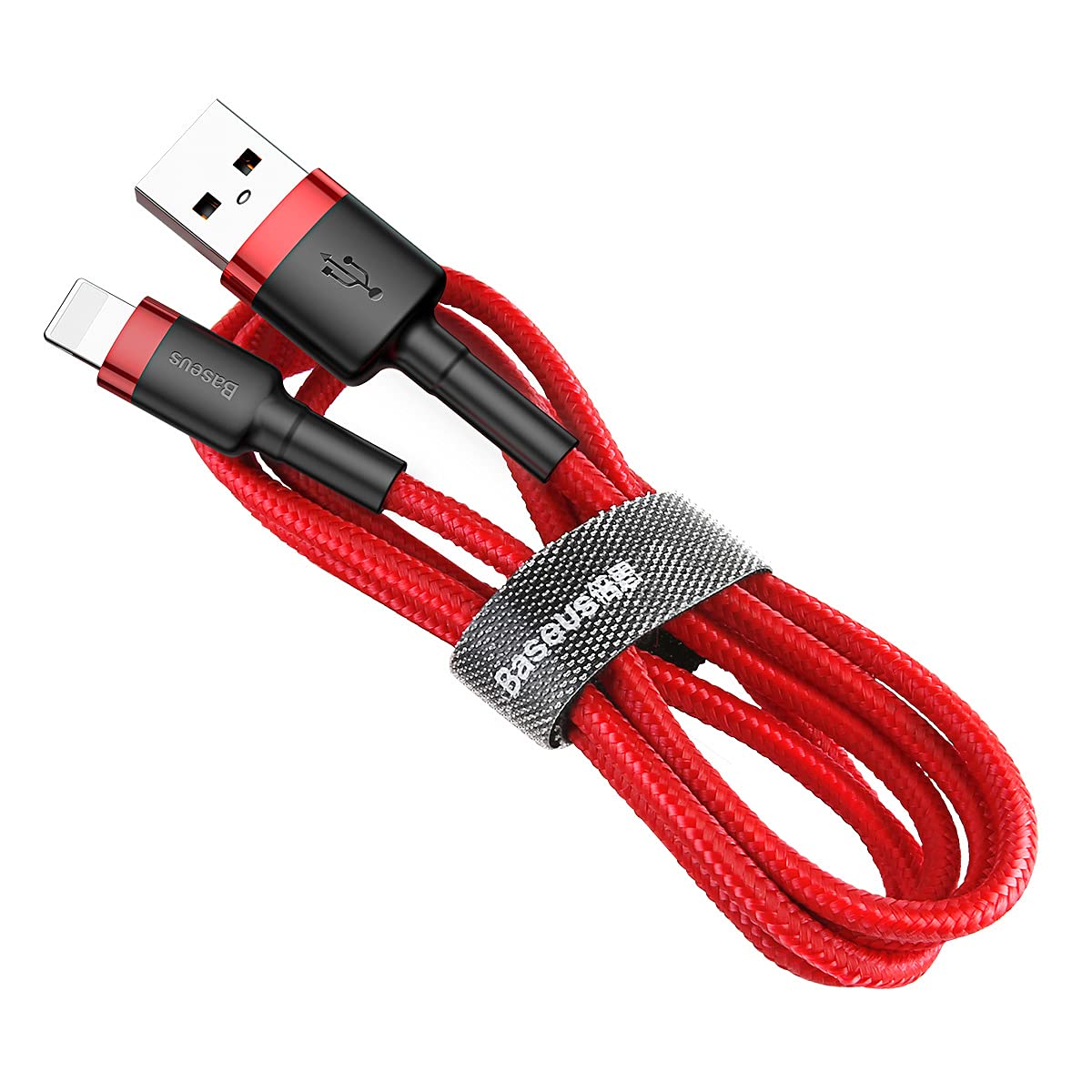 Sponsored Ad - Baseus Cafule Lightning USB Cable 2.4A 1M High Density Durable Nylon Braided Weave Cable,Red