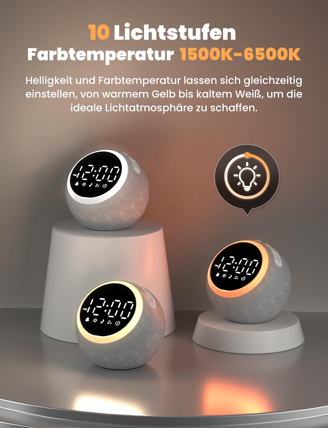LIORQUE White Noise Machine mit Wecker, 25 beruhigende Schlafgeräusche, einstellbarer Bildschirm, Nachtlicht, ideal zum Entspannen für Kinder und Erwachsene im Büro oder zu Hause