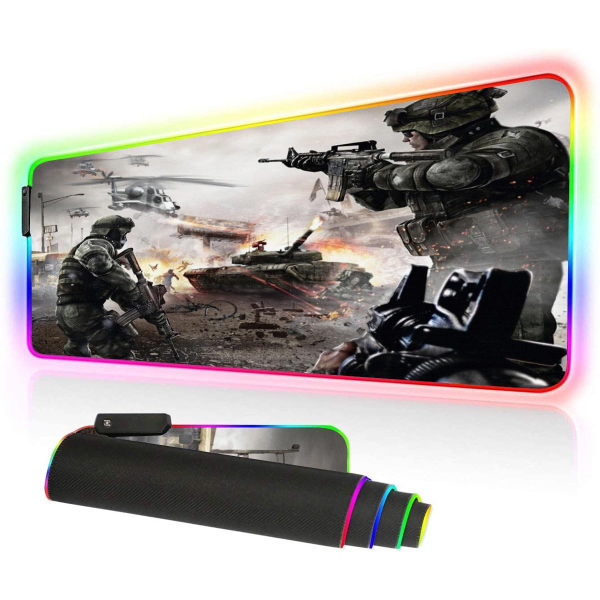 HOLIV Game Mouse Pad Desktop Pad Police & Cops Oversized LED Extended Mouse Pad Anime Game Mouse Pad Best Gift for Boyfriend (23.62 inch x11.8 inch x0.15 inch, 1)