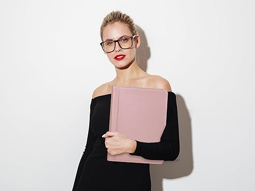 Miniatura 9 de Carpeta personalizada de 3 anillos de piel sintética con nombre grabado, portafolio personalizado con portapapeles A4, folio de trabajo para