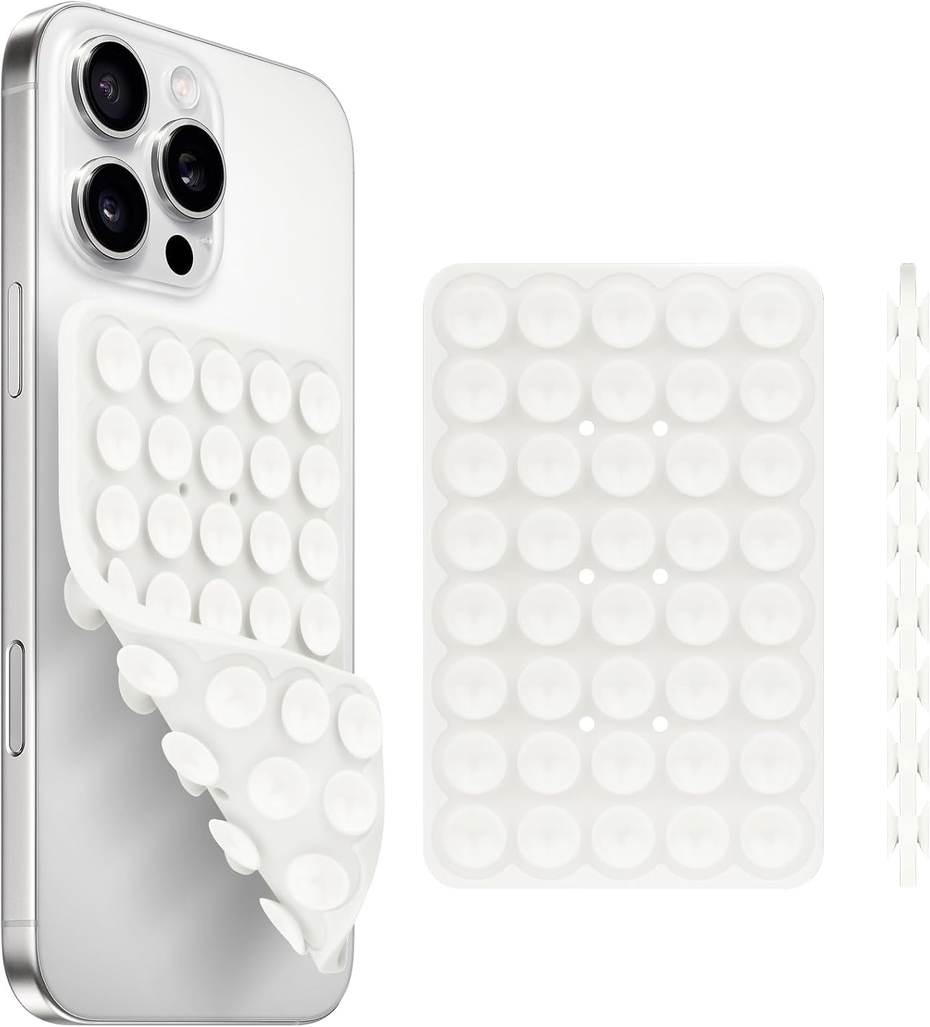 silicone suction cup phone case mount double sided, hands-free strong grip holder for selfies and videos,silicon sticky phone grip with higher suction power for cell phone white white double-sided