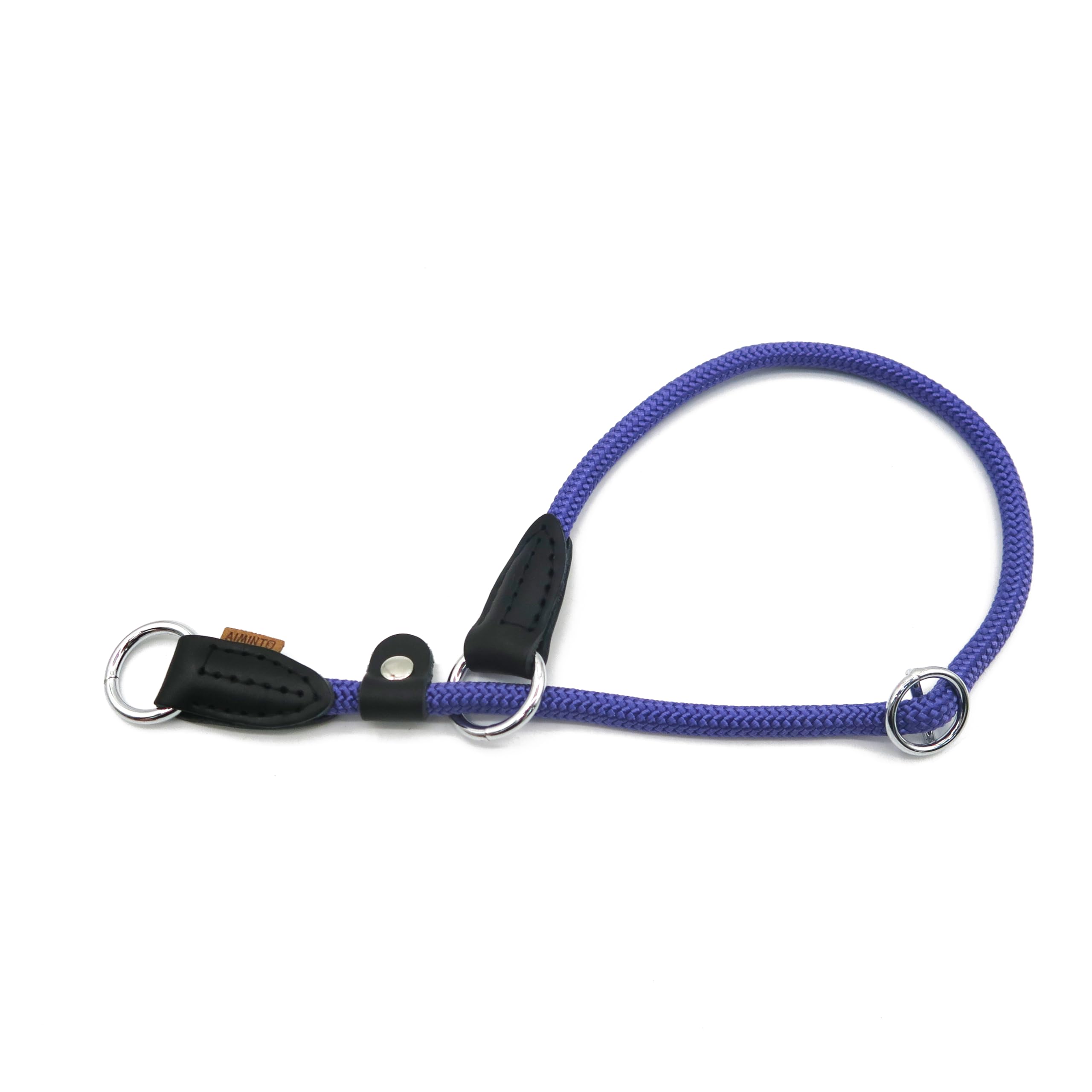 Aiminto Braided Round Martingale Dog Collar, Training Collar with Slidable Stop Ring and Adjustable Stopper