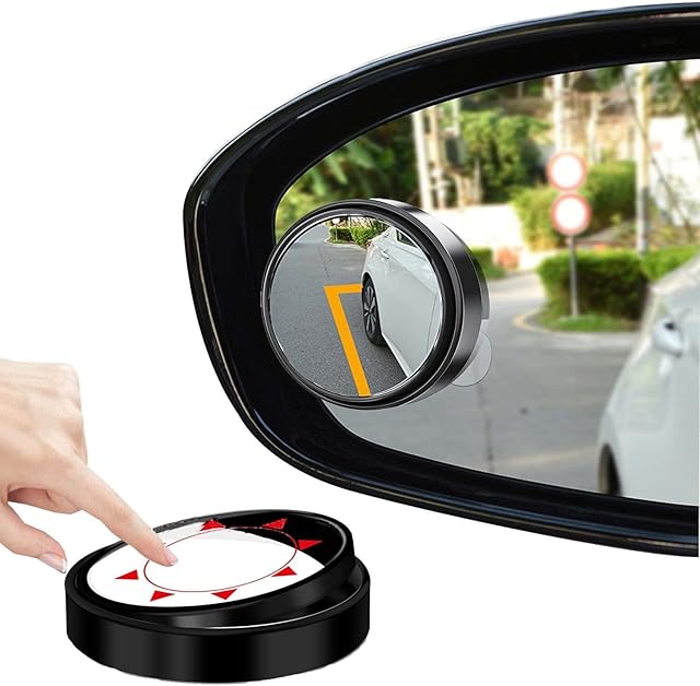 Uni-Fine 2Pcs 360° Rotatable Blind Spot Mirror for Car, HD Crystal Glass Wide Angle Wing Mirror Waterproof Durable Traffic Safety(black)