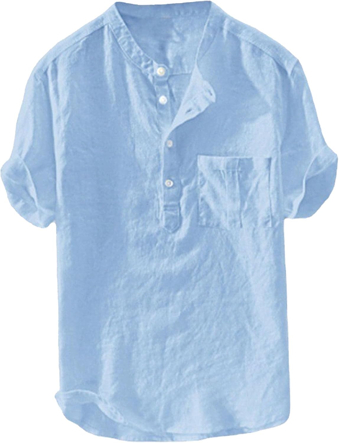Men's Casual Short Sleeve Shirt with Pocket Fashion Lightweight Beach Tops Outdoor Simple Short Sleeve Shirts