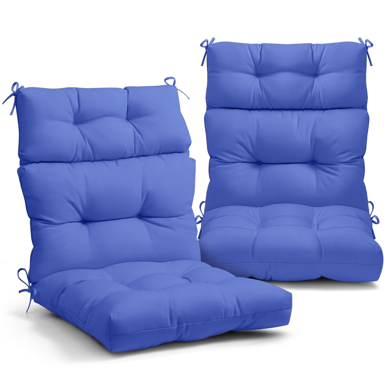 eagle peak tufted outdoor/indoor high back patio chair cushions, set of 2, 46'' x 22'', ocean blue