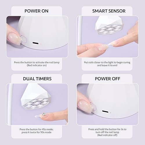 Miniatura 5 de GAOY Omin-Cure - Lámpara de uñas, luz UV recargable para uñas de gel, secador de uñas USB para extensión de uñas acrílicas, secado rápido