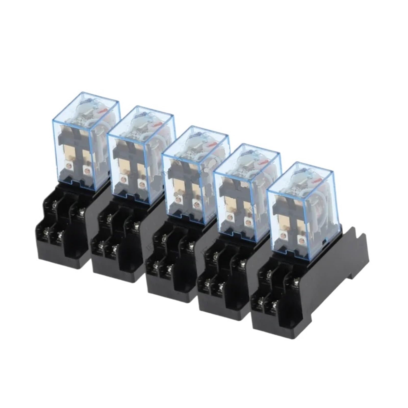 relé electromagnético Juego de 5 relés LY2NJ de 12 V, 24 V, 36 V, 220 V y 110 V CA y CC, pequeño relé de 10 A, Bobina de 8 Pines con Base.(DC 24V)