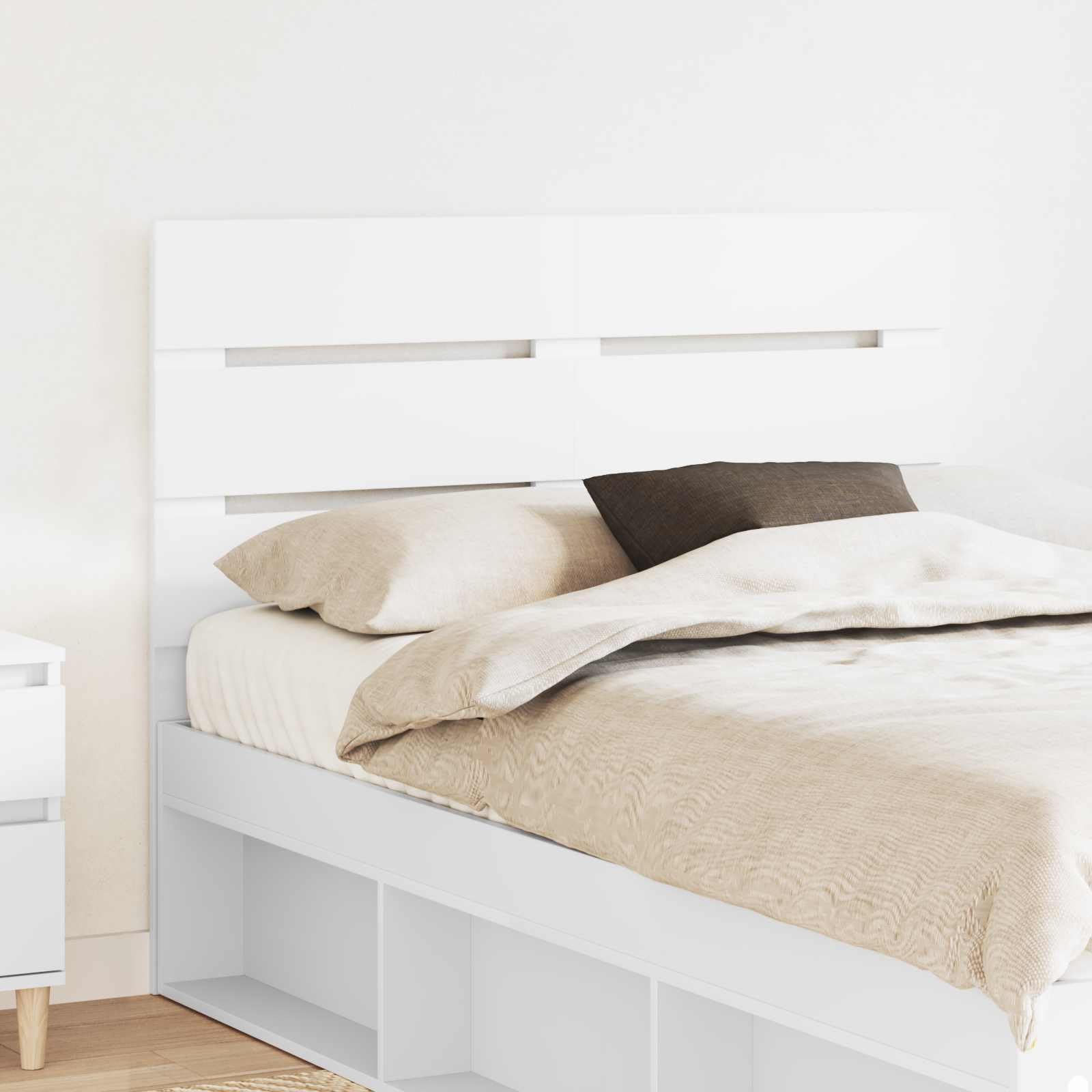 Cabecero moderno blanco de 120 cm de madera con diseño minimalista para todos los tamaños de cama, accesorio de dormitorio duradero, fácil de montar y limpiar,