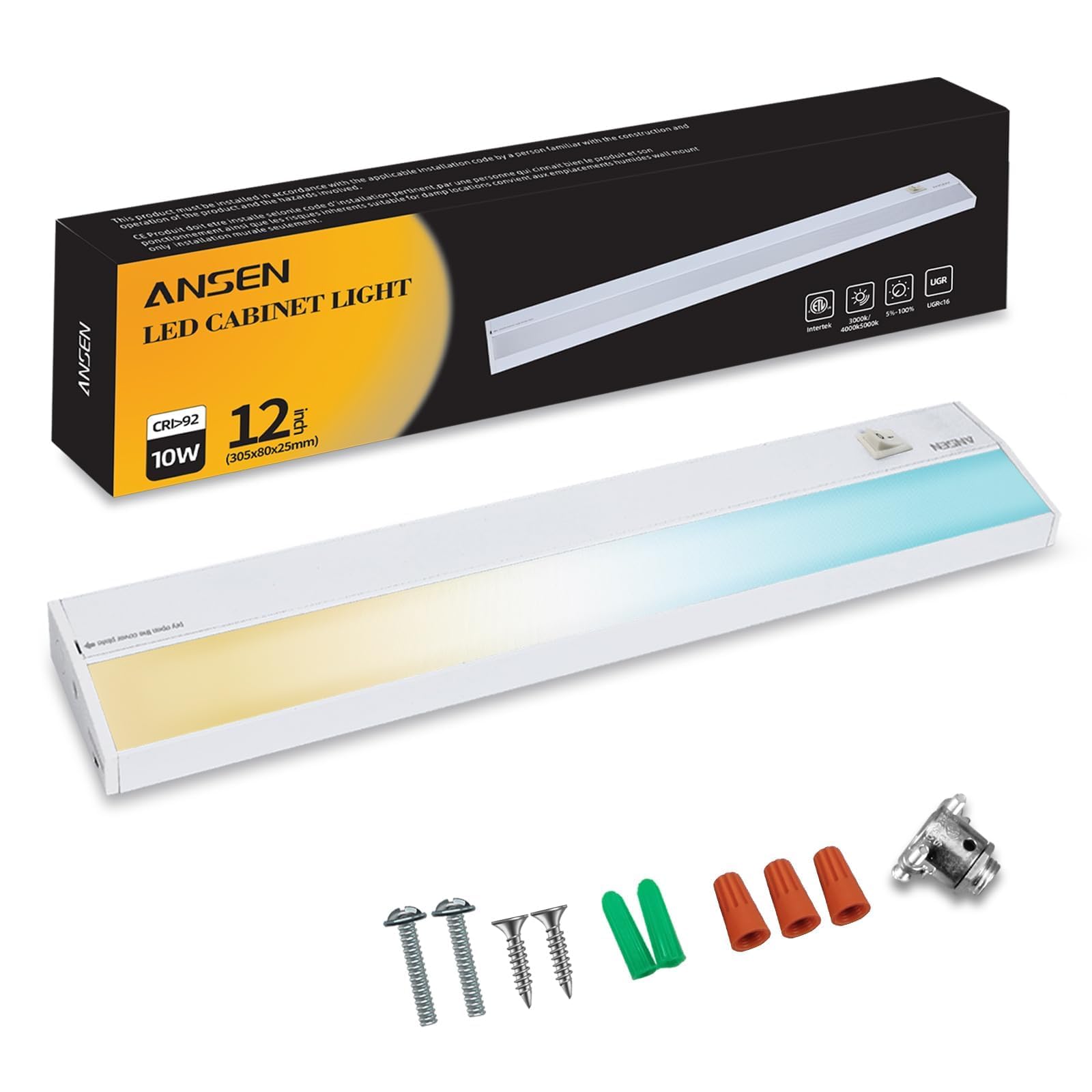 アリス　LEDライト Ansen Hardwired Under Cabinet Lighting, 12in 10W LED Light for
