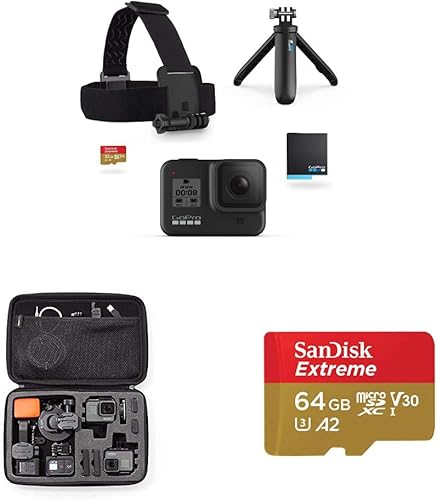 GoPro Pacchetto HERO8 Negro - Incluye Shorty, cinghia per la Testa, battery di riserva e scheda di Memoria da 32 GB + Kit de accesorios + Custodia